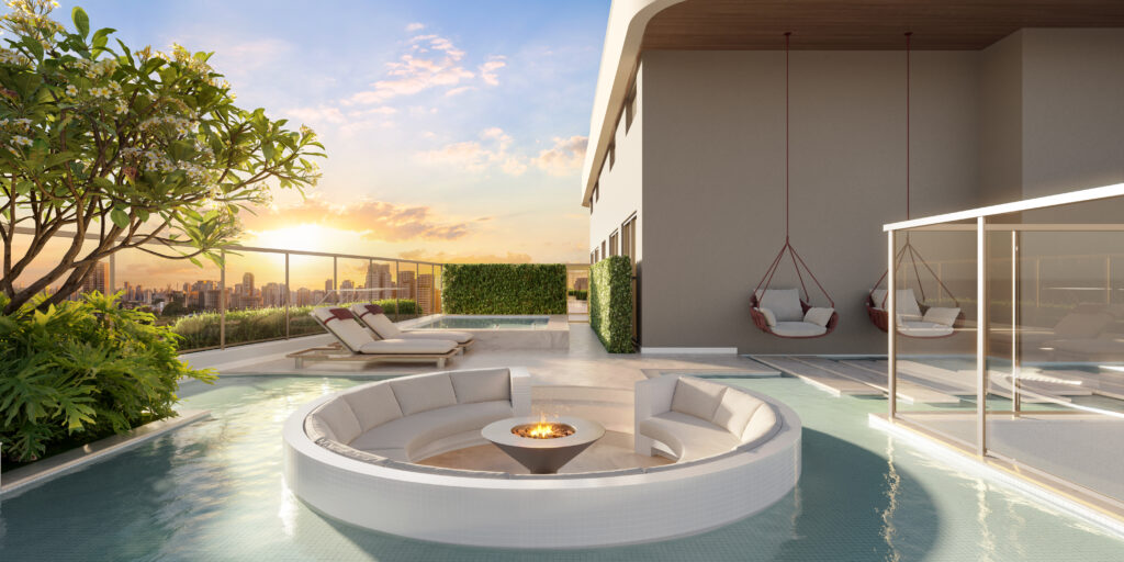 Lounge Lareira No Rooftop Do Le Six Residences, Perspectiva Ilustrada