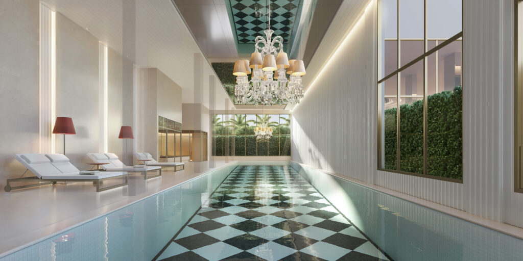 Piscina Coberta Com Raia De 25 M Do Le Six Residences, Perspectiva Ilustrada