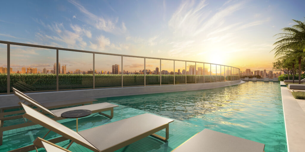 Piscina Descoberta No Rooftop Do Le Six Residences, Perspectiva Ilustrada